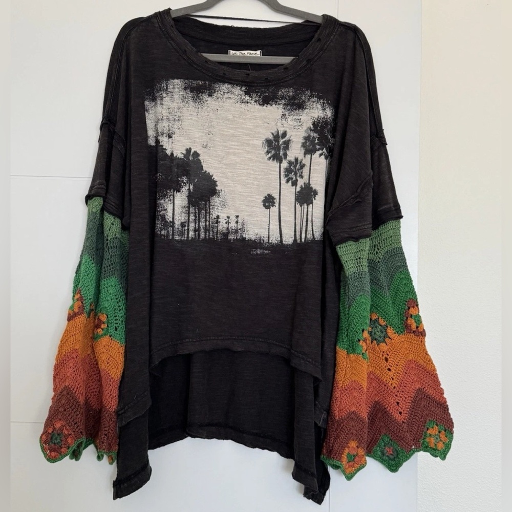 NWOT WE THE FREE x Free People So Edgy Tee In Washed Black Combo - Picture 4 of 8